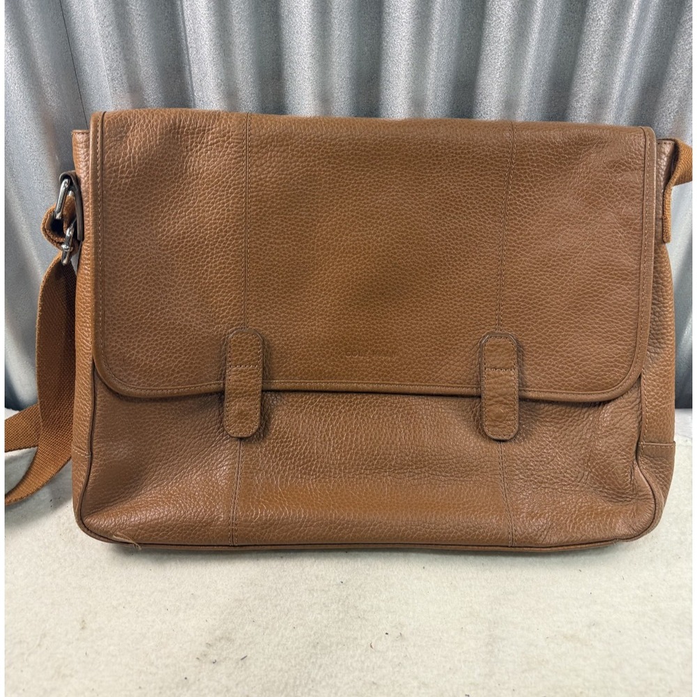 Cole Haan Leather Crossbody Bag Briefcase Brown Documents 17x12"